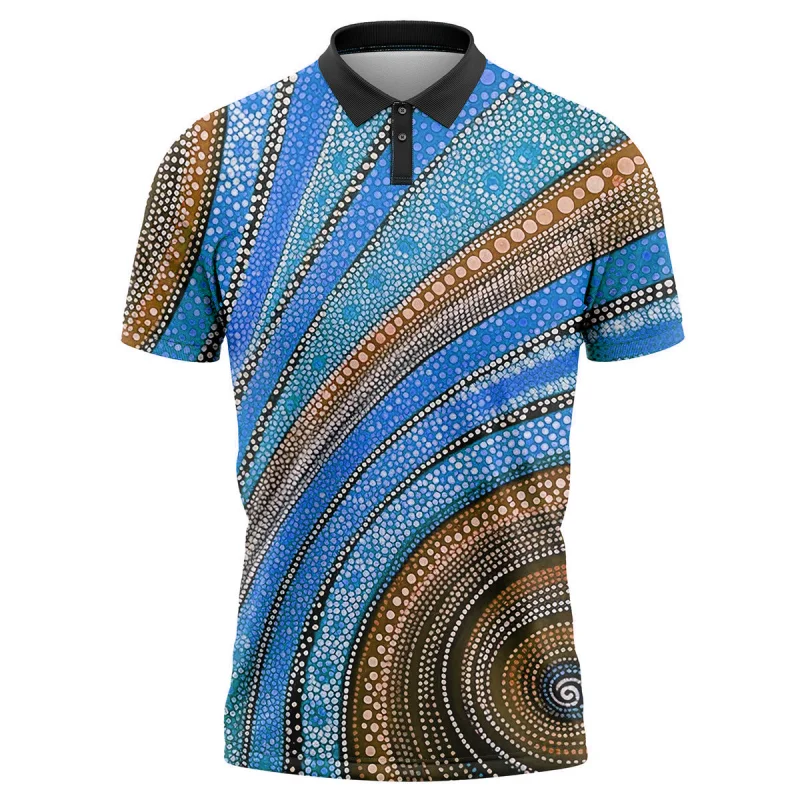 H55b52bd8e1ae4b2faf6dccae0fc259c7t.webp Wholesale Customized Design Aborigines Polo Shirts Quick Dry Breathable Sublimation Full Printing-Brown / S - Image 1